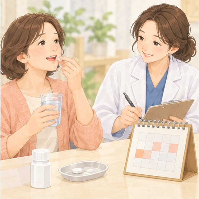 2~4주 뒤 · 약 반응 확인 장면 그림