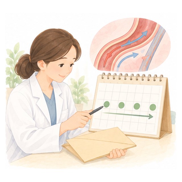 4주 전후 · 방향 점검 장면 그림