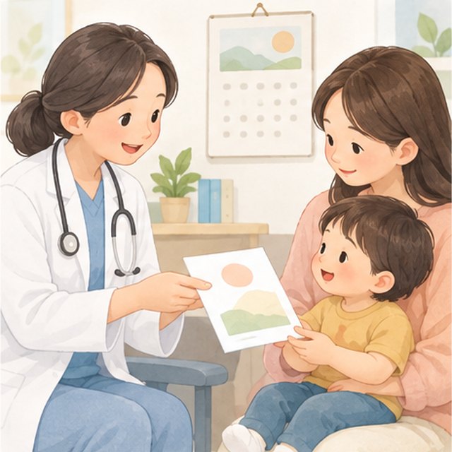 보호자에게 설명 장면 그림