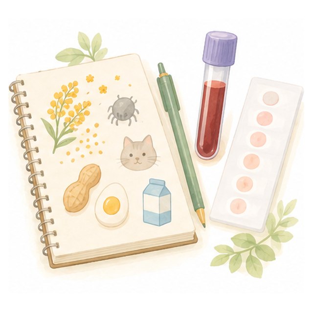 알레르기는 기록과 함께 장면 그림