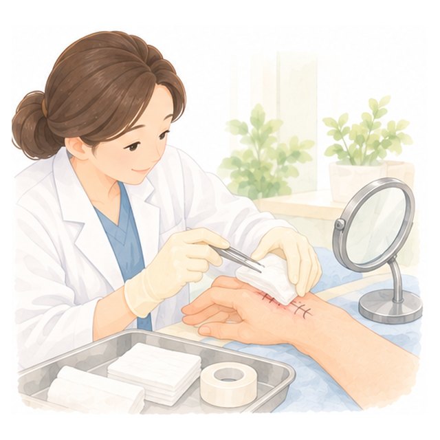 2~3일 뒤 · 소독과 상처 확인 장면 그림